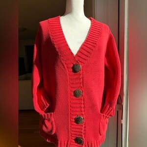 Chico's Vibrant coral Knit Sweater size L 100% cotton